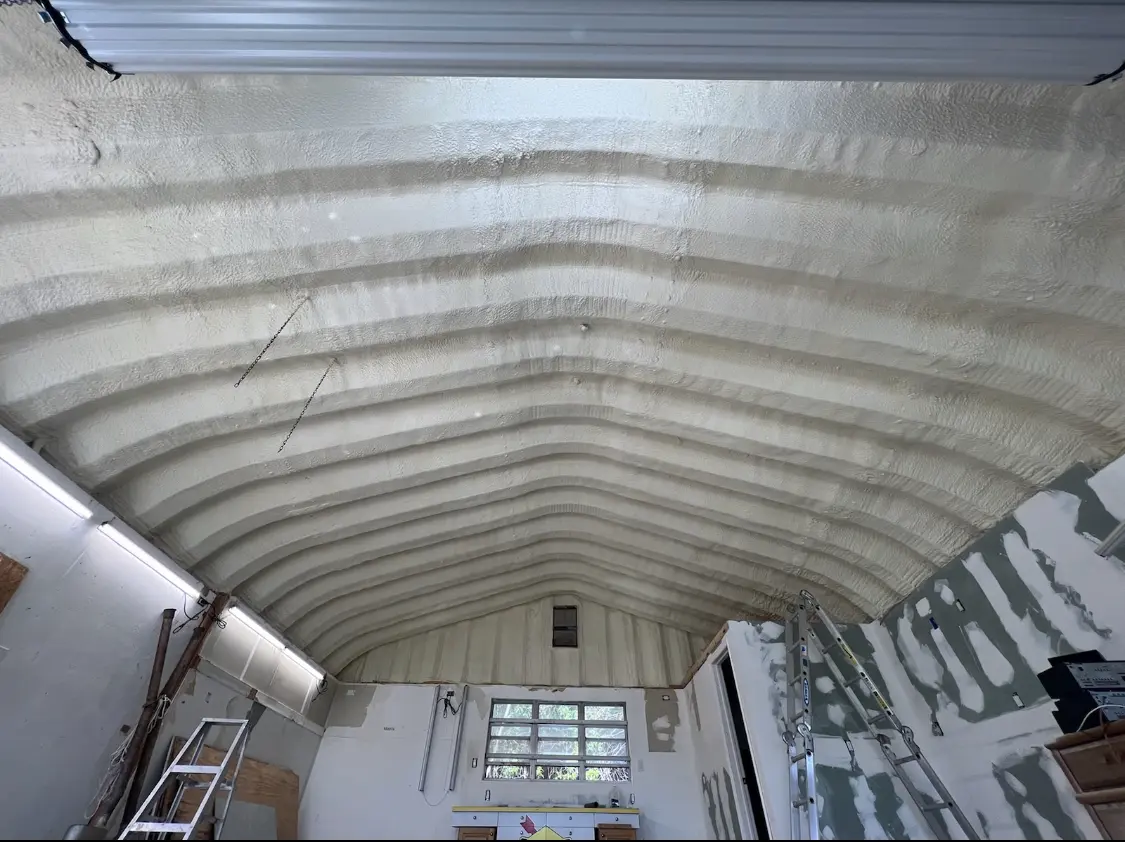 Spray polyurethane foam applied to the underside of a metal roof deck in Lake Elsinore